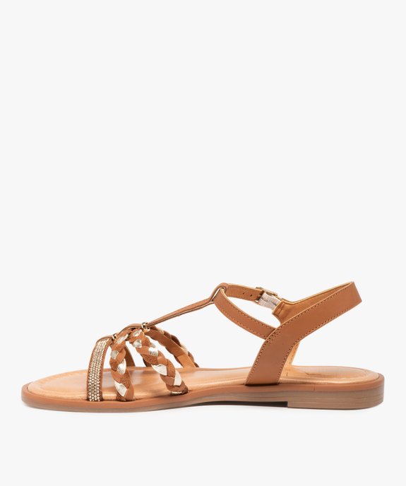 Sandales femme à talon plat et fines brides strass – Tanéo vue3 - TANEO - GEMO