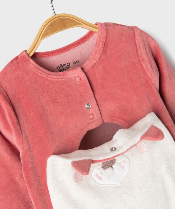 Pyjama en velours ouvert devant motif biche bébé fille vue2 - GEMO 4G BEBE - GEMO