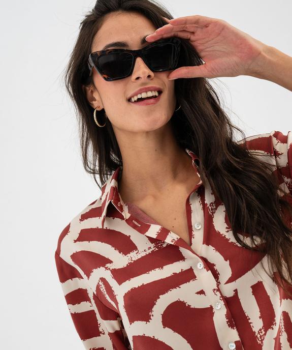 Chemise manches longues en satin imprimé femme vue3 - GEMO(FEMME PAP) - GEMO