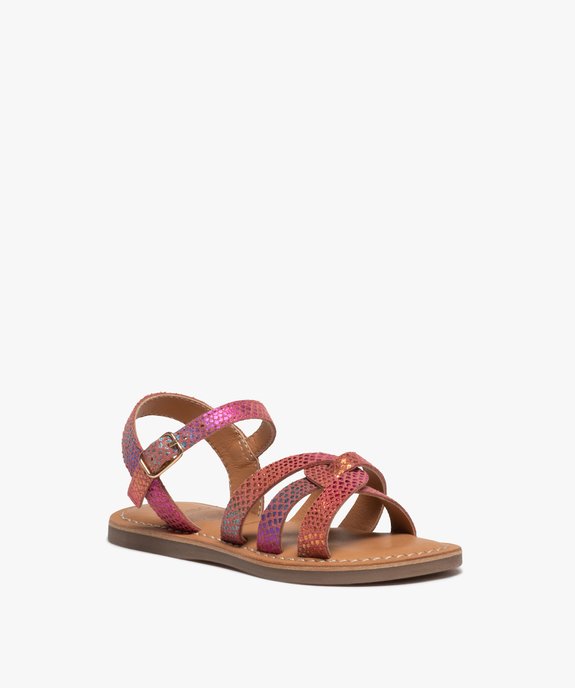 Sandales fille à talon plat et brides métallisées vue2 - GEMO (ENFANT) - GEMO