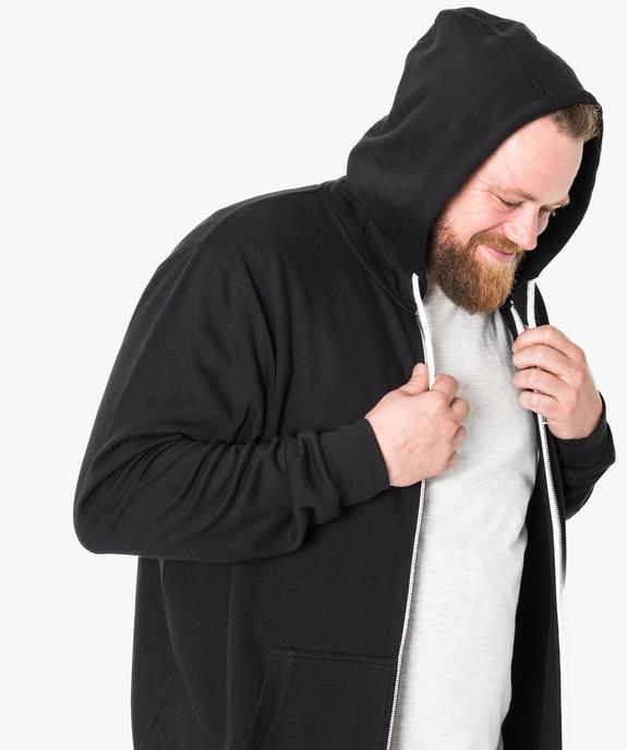 Sweat homme zippé avec capuche et détails contrastants vue2 - GEMO (G TAILLE) - GEMO