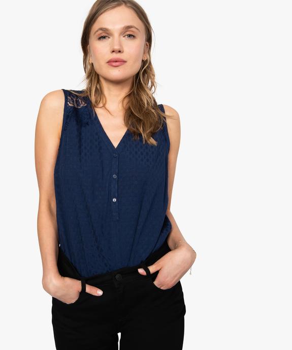 Blouse femme unie sans manches avec dentelle dans le dos vue2 - GEMO(FEMME PAP) - GEMO