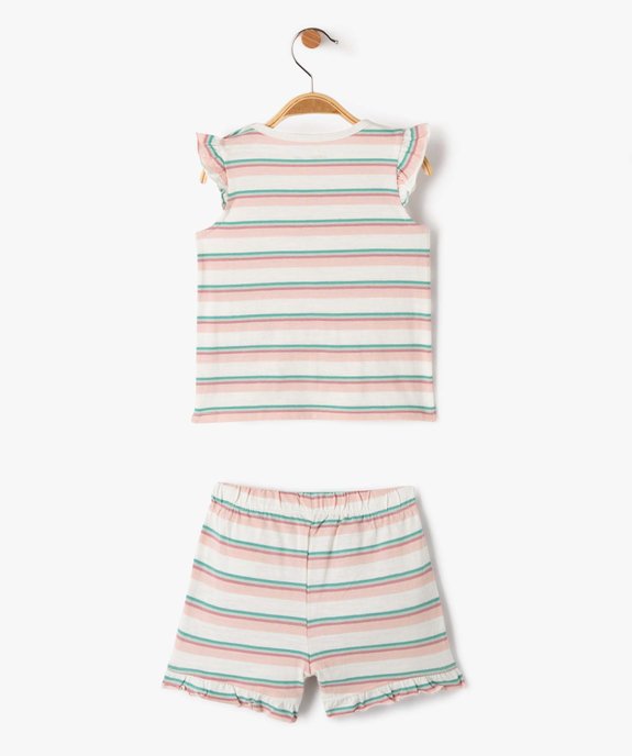 Pyjashort bébé fille rayé vue3 - GEMO(BB COUCHE) - GEMO