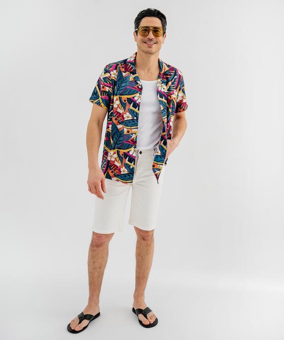 Chemise manches courtes et col cubain en viscose majoritaire homme vue4 - GEMO 4G HOMME - GEMO