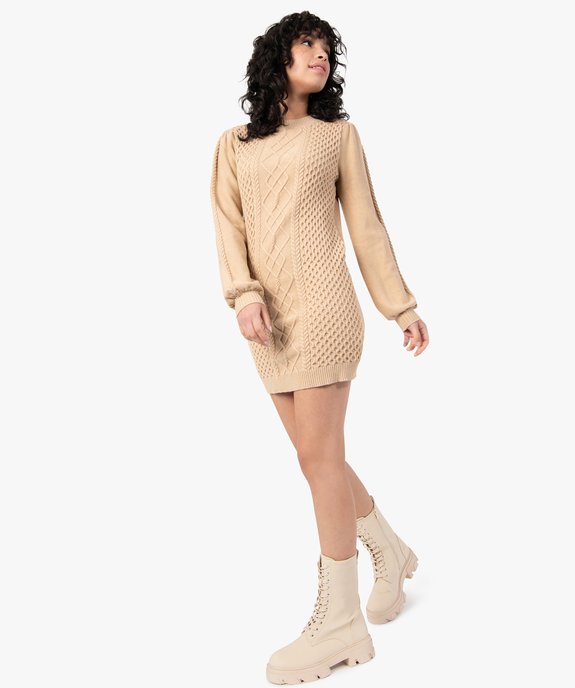 Robe pull femme en maille fantaisie sur l’avant vue1 - GEMO(FEMME PAP) - GEMO