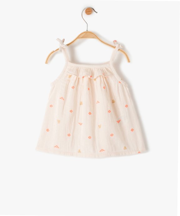 Blouse bébé fille sans manches en double gaze imprimée - LuluCastagnette vue1 - LULUCASTAGNETTE - GEMO