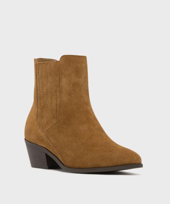 Boots dessus cuir velours avec élastique latéral esprit Santiag femme - Tanéo - TANEO Boots dessus cuir velours avec élastique latéral esprit Santiag femme - Tanéo vue2 - TANEO - GEMO
