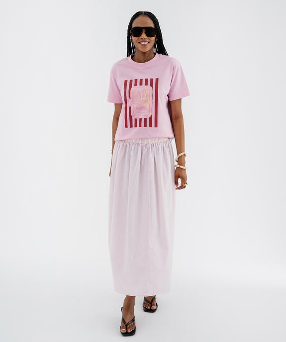 Jupe longue et ample en coton rayé femme vue4 - GEMO(FEMME PAP) - GEMO