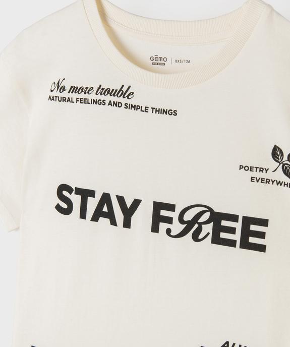 Tee-shirt manches courtes coupe ample imprimé fille vue2 - GEMO 4G FILLE - GEMO