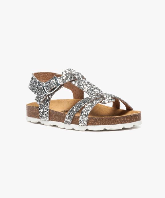 Sandales en cuir à paillettes vue2 - GEMO (ENFANT) - GEMO