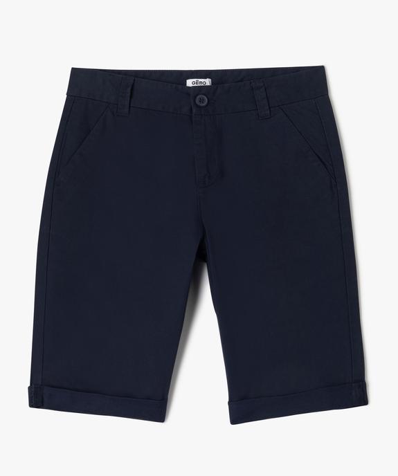 Bermuda en toile avec revers cousus garçon vue1 - GEMO (JUNIOR) - GEMO