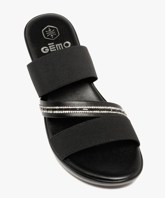 Mules femme à talon compensé avec brides élastiques et strass vue5 - GEMO(URBAIN) - GEMO