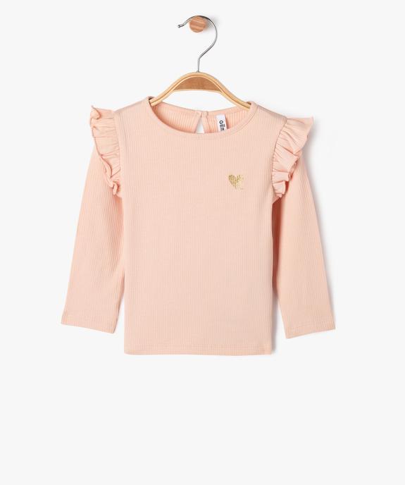 Tee-shirt manches longues avec volants sur les épaules bébé fille vue1 - GEMO(BEBE DEBT) - GEMO