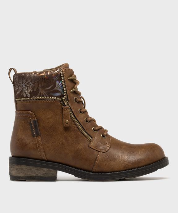 Boots femme à lacets avec col fantaisie et zip  vue8 - EMILIA ROSA - GEMO