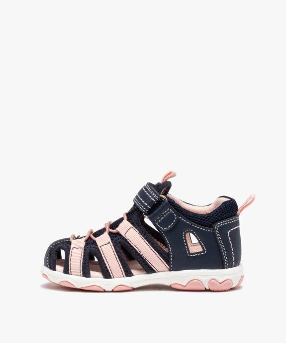 Sandales sport bébé fille bicolores à scratch vue3 - GEMO(BEBE DEBT) - GEMO
