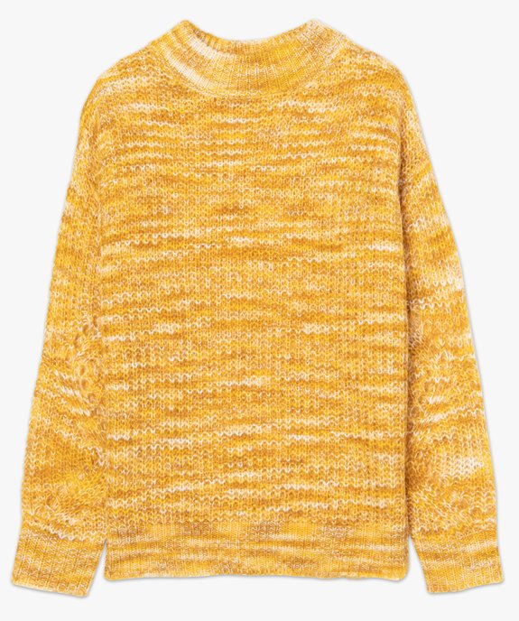 Pull femme en grosse maille colorée et manches ajourées vue4 - GEMO(FEMME PAP) - GEMO