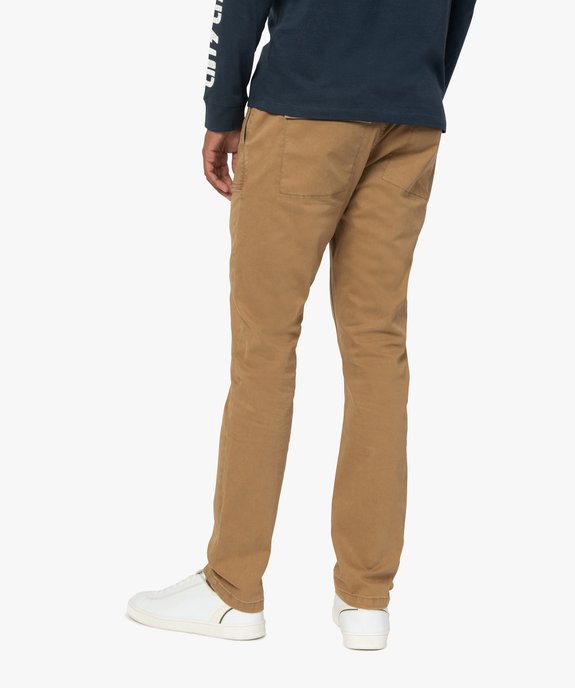 Pantalon homme en toile avec taille élastiquée vue3 - GEMO (HOMME) - GEMO