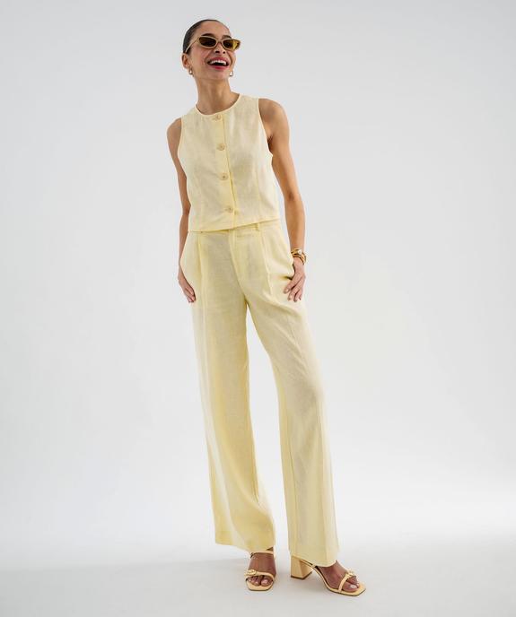 Chemise sans manches à col rond en viscose et lin femme vue4 - GEMO 4G FEMME - GEMO