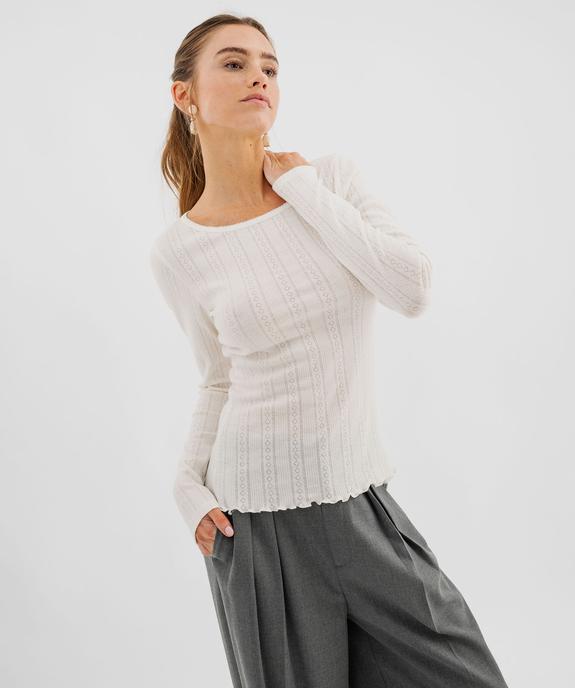 Tee-shirt manches longues en maille fantaisie femme vue2 - GEMO(FEMME PAP) - GEMO