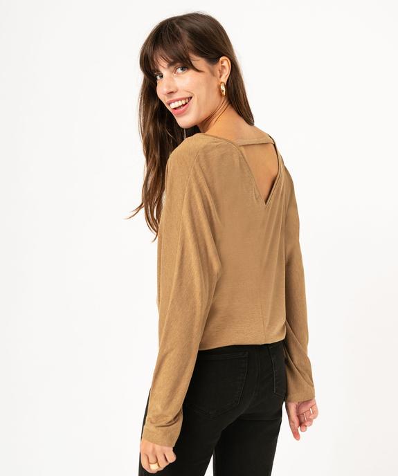 Tee-shirt à manches longues à double col V femme vue3 - GEMO(FEMME PAP) - GEMO