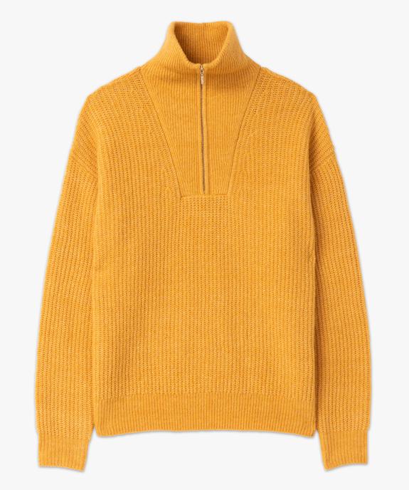 Pull à col zippé en gosse maille femme vue4 - GEMO 4G FEMME - GEMO