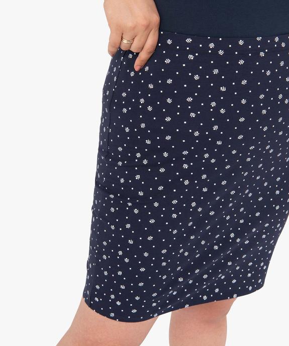 Jupe femme droite imprimée en maille extensible vue2 - GEMO (G TAILLE) - GEMO