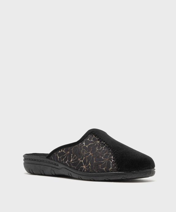Chaussons mules à talon compensé en velours ras femme vue2 - G'FLEX GEMO FOR GOOD - GEMO