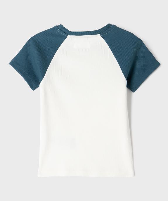Tee-shirt bicolore en maille côtelée fille vue3 - GEMO 4G FILLE - GEMO