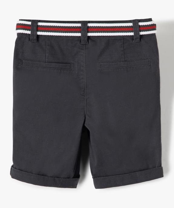 Bermuda en coton avec ceinture tricolore garçon vue4 - GEMO 4G GARCON - GEMO
