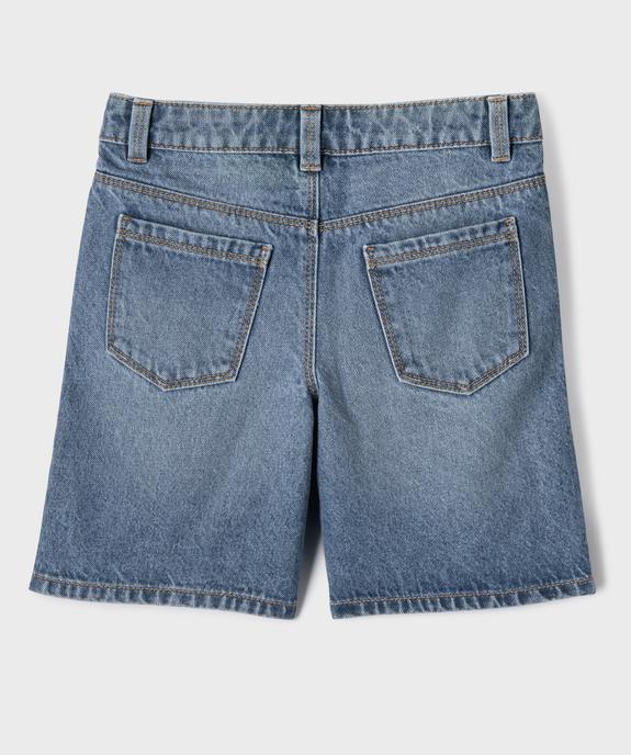Short en jean avec motif brodé et taille ajustable fille vue4 - GEMO 4G FILLE - GEMO