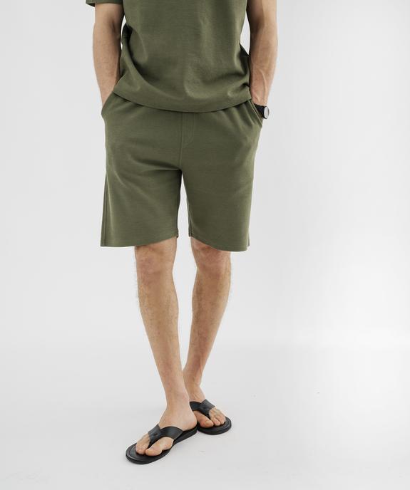 Bermuda en maille de coton texturée homme vue1 - GEMO 4G HOMME - GEMO