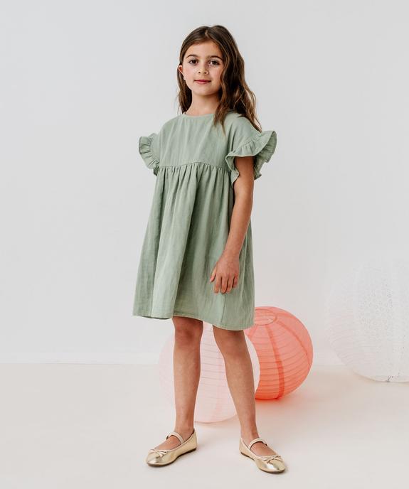 Robe en gaze de coton avec manches volantées fille vue5 - GEMO 4G FILLE - GEMO