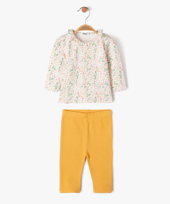 Ensemble 2 pièces en jersey tee-shirt manches longues + legging bébé vue1 - GEMO(BB COUCHE) - GEMO