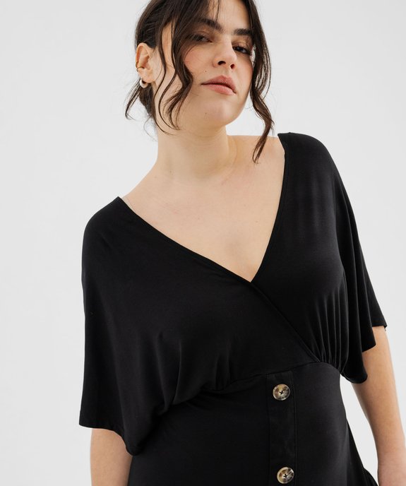 Robe en maille fluide et extensible col cache-cœur femme grande taille vue2 - GEMO 4G GT - GEMO