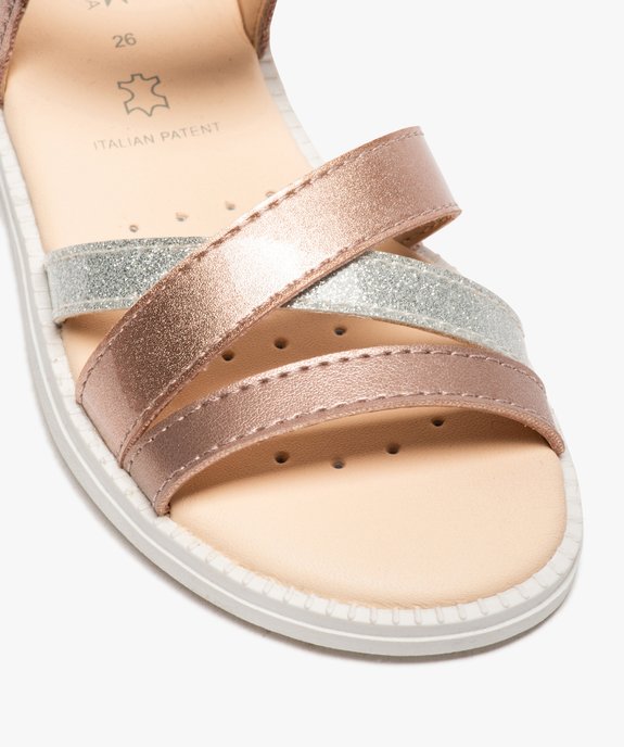 Sandales fille à fines brides métallisées et scratch – Geox vue6 - GEOX - GEMO
