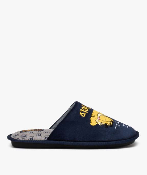 Chaussons homme mules en velours brodé – Garfield vue1 - GARFIELD - GEMO