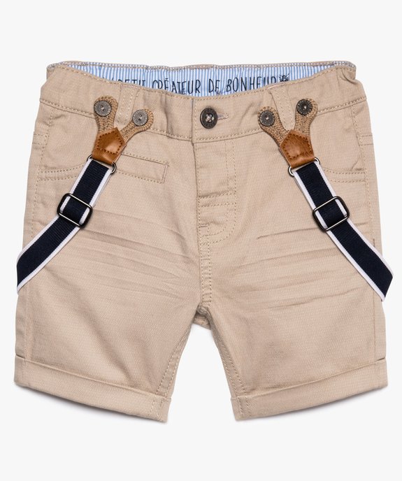 Short bébé garçon en coton stretch avec bretelles amovibles vue1 - GEMO(BEBE DEBT) - GEMO