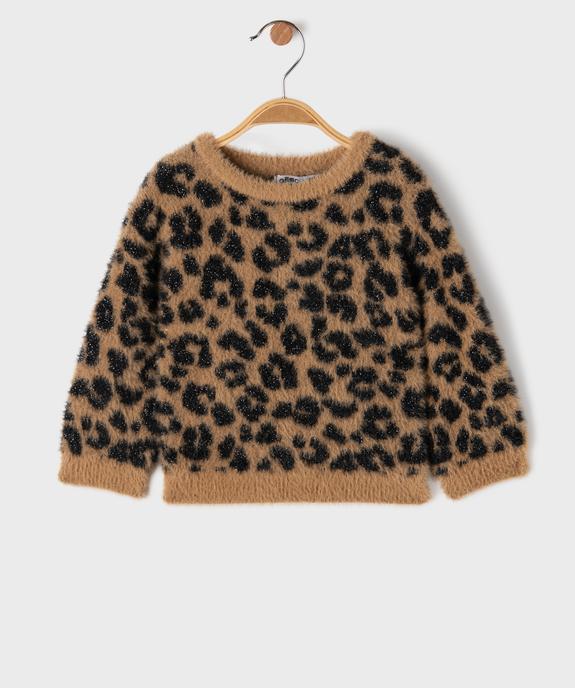Pull en maille douillette et pailletée imprimée léopard bébé fille vue1 - GEMO(BEBE DEBT) - GEMO