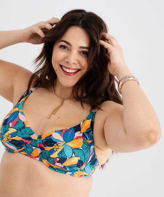 Haut de maillot de bain emboitant fleuri femme grande taille vue4 - GEMO (PLAGE) - GEMO