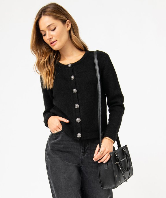 Gilet en grosse maille et boutons gravés femme vue1 - GEMO(FEMME PAP) - GEMO