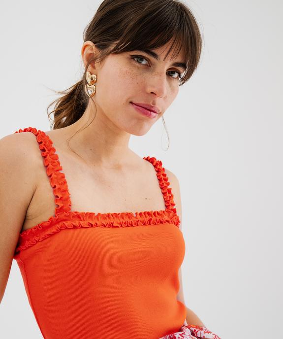 Débardeur en maille côtelée extensible à bretelles froncées femme vue3 - GEMO(FEMME PAP) - GEMO