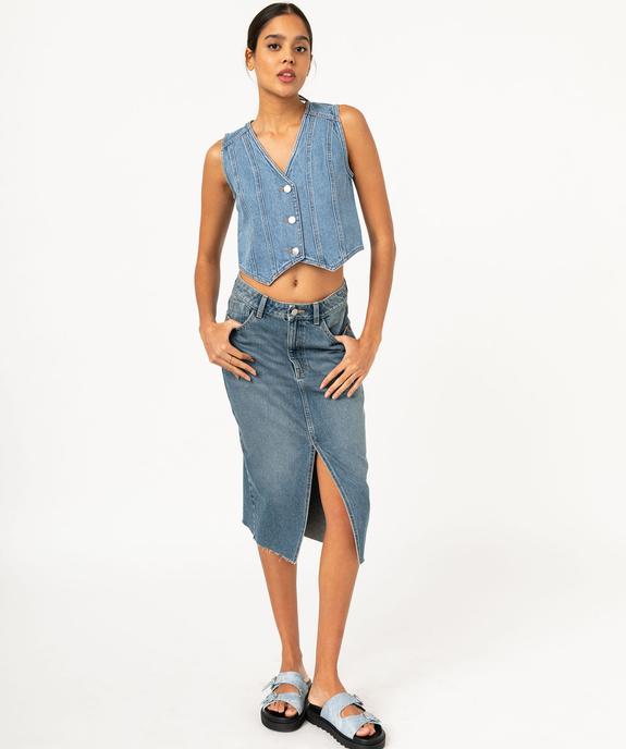Jupe en jean longue fendue devant femme vue5 - GEMO 4G FEMME - GEMO