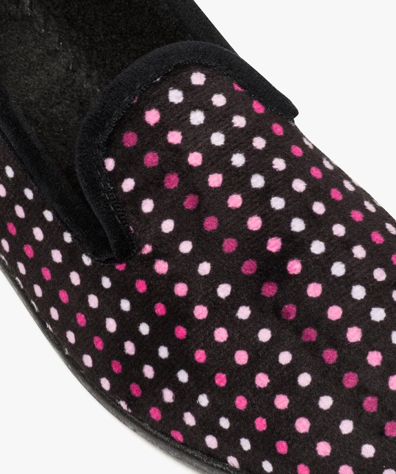 Chaussons femme charentaises en velours ras à pois vue6 - GEMO(HOMWR FEM) - GEMO