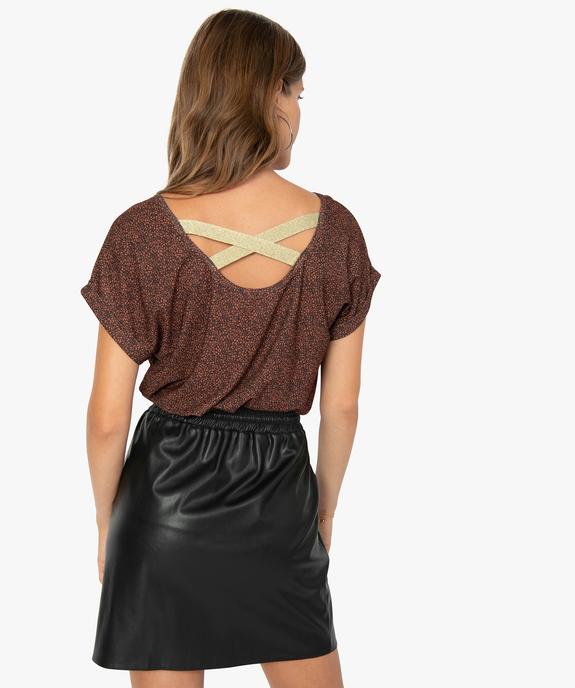 Tee-shirt femme à motifs pailletés et brides croisées dos vue3 - GEMO(FEMME PAP) - GEMO