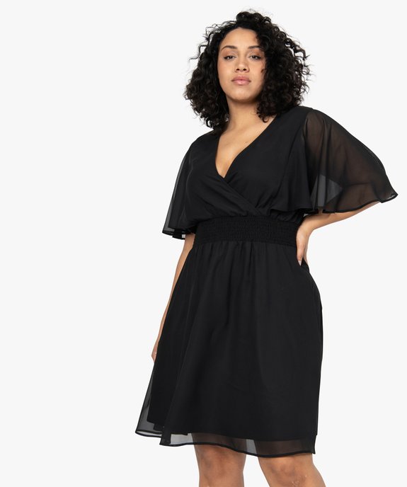 Robe femme grande taille en voile à taille smockée  vue1 - GEMO (G TAILLE) - GEMO