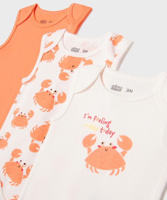 Body sans manches motif crabe bébé (lot de 3) vue2 - GEMO 4G BEBE - GEMO