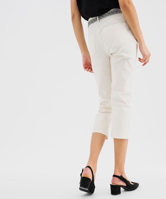 Pantacourt slim taille haute en coton stretch avec ceinture à nouer femme vue3 - GEMO 4G FEMME - GEMO