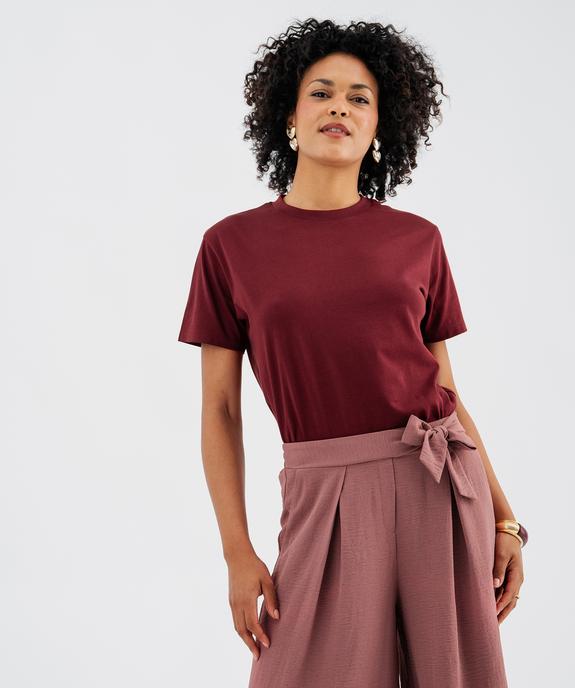 Tee-shirt manches courtes à col rond en jersey de coton femme vue1 - GEMO 4G FEMME - GEMO