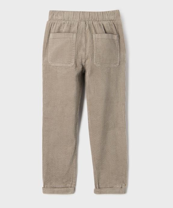 Pantalon velours coupe chino avec taille ajustable garçon vue4 - GEMO (ENFANT) - GEMO