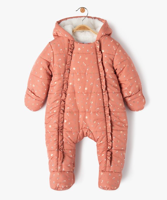 Combinaison pilote à capuche et moufles doublure fourrure imitation bébé vue1 - GEMO 4G BEBE - GEMO